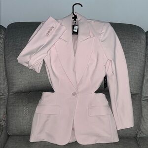 Express Light Pink Women's Open Back Cinched Blazer